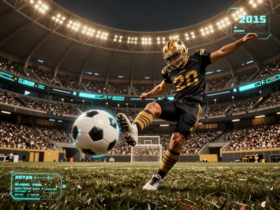 Cyber-Fu&szlig;ball-Gladiator mit holografischem Ball f&uuml;r Legiano Bundesliga-Wetten