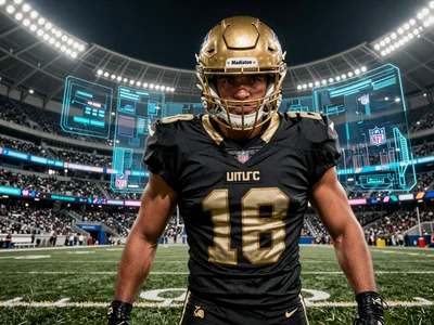 Cyber-Gladiator-NFL-Spieler im holografischen Stadion f&uuml;r Legiano NFL-Wetten